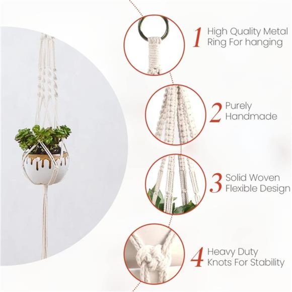 Macrame Plant Hangers Indoor Macrame Hanging Planters for Indoor Plants - 6 Pack - Picture 2 of 6